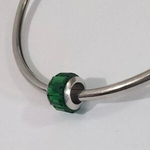Silver Green Crystals Charm for Pandora Style Bracelet